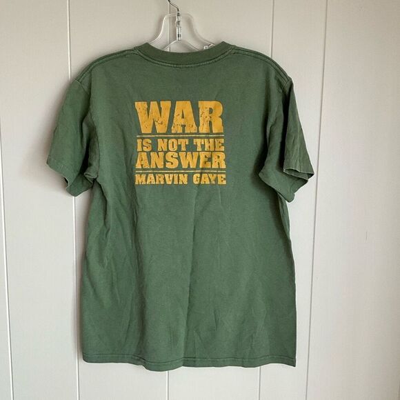 Zion Rootswear Womens War Is Not The Answer Marvin Gaye Green T-Shirt Small - Picture 3 of 8